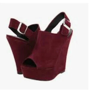 Steve Madden Wearme Platform Peep Toe Burgundy Sandals Size 6.5